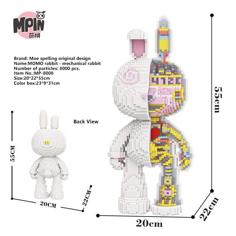 Mechanical rabbit tiny particles building blocks assembled puzzle toys for boys and girls brainstorming birthday gift ornaments