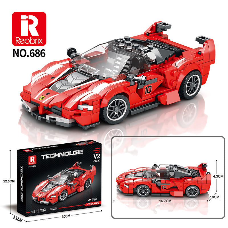 Supercar building blocks eight frame car ornaments puzzle assembled racing car model boy gift toys