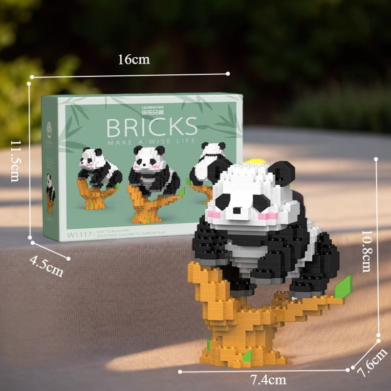 National treasure giant panda Hua Hua original Menglan's swing model children's assembled building blocks floor toys