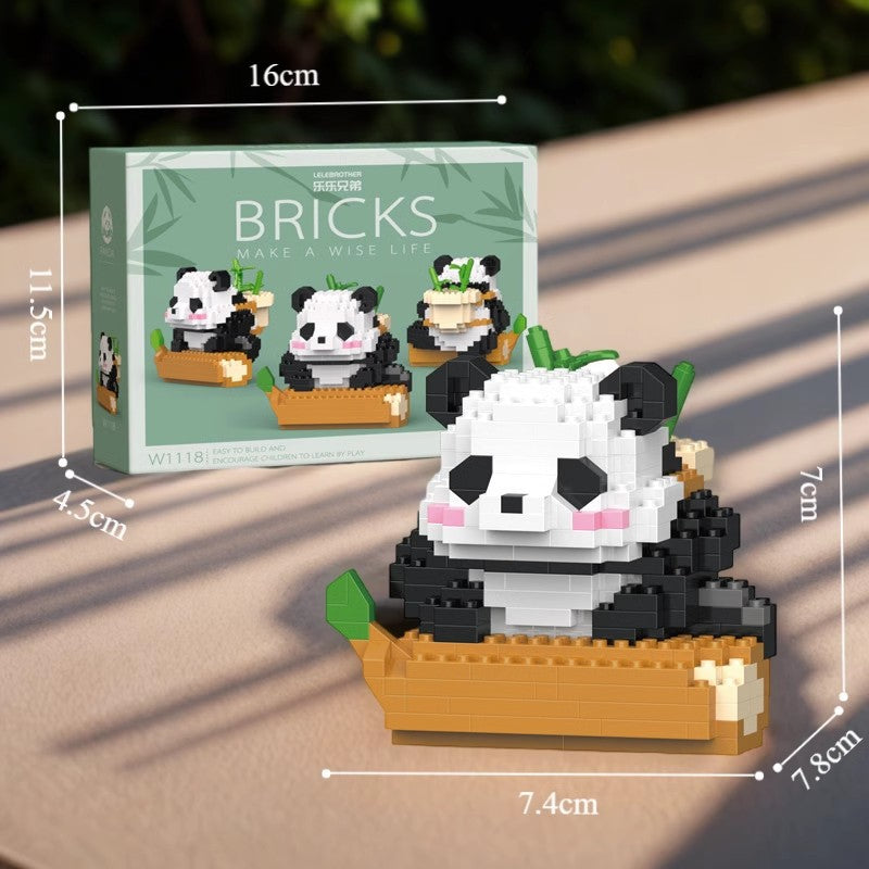 National treasure giant panda Hua Hua original Menglan's swing model children's assembled building blocks floor toys